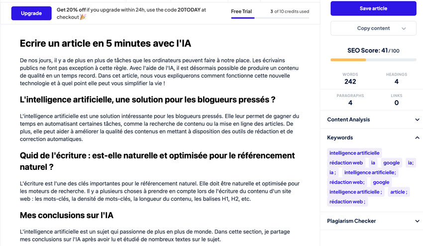 exemple article intelligence artificielle