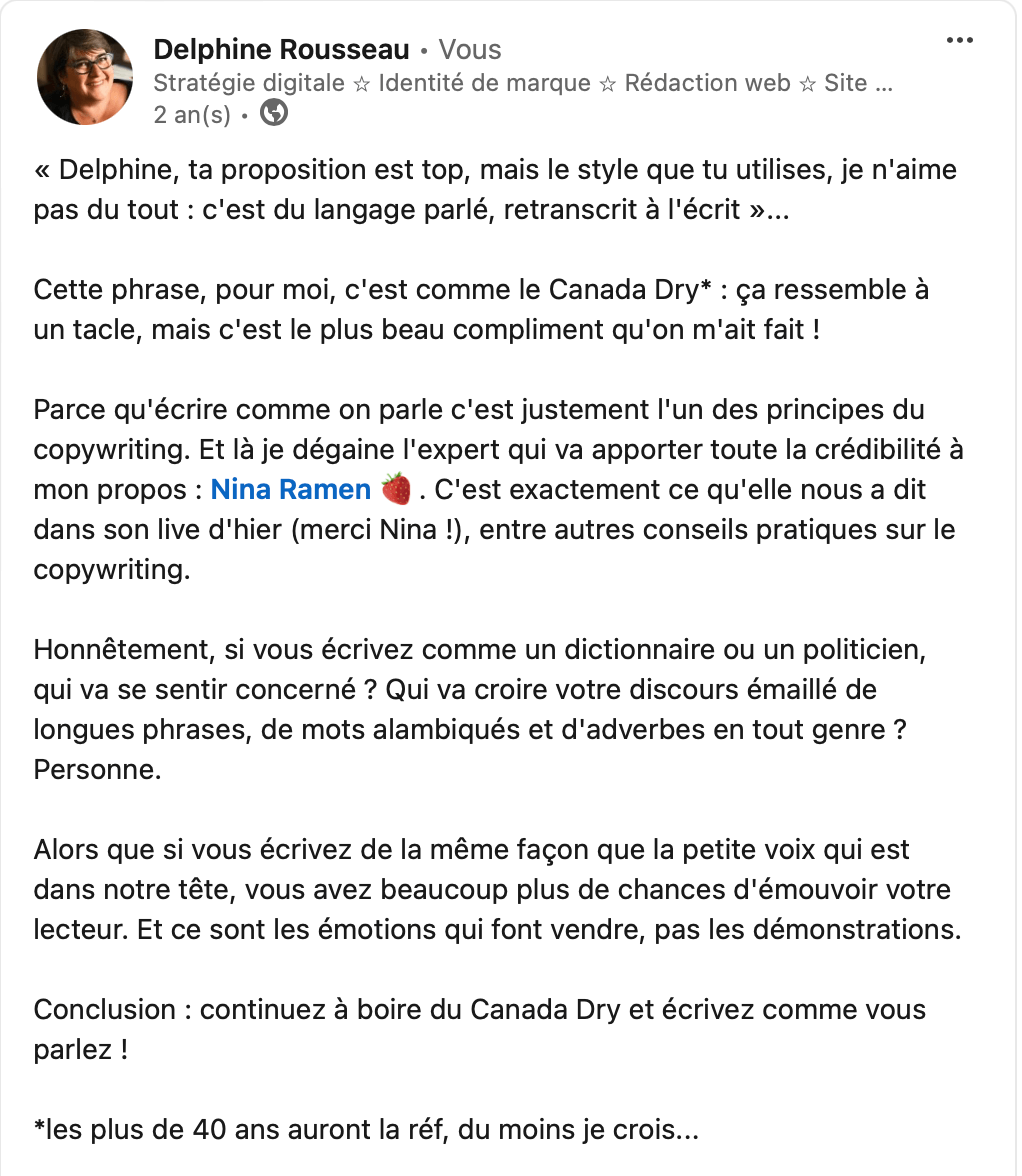 Post réseaux sociaux Delphine